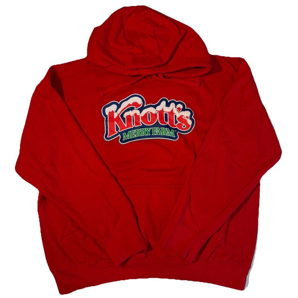Knotts Merry Farm Hoodie Sweatshirt Size XL Extra Large Red Melting Snow‎